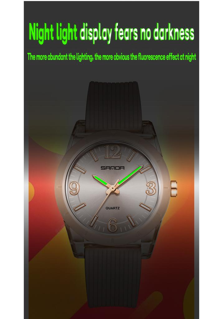 SANDA Top Brand 6277 Transparent Case Children's Quartz Watch Waterproof Night Light Leisure Student Quartz Watch