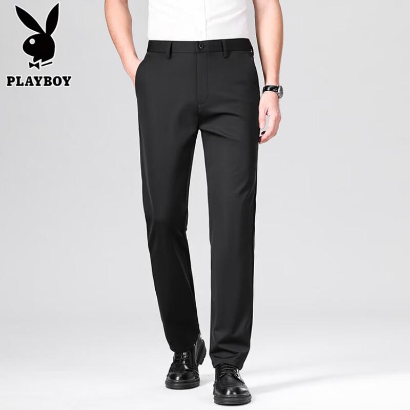 PLAYBOY Men's Silk Blend Four-Way Stretch Casual Pants