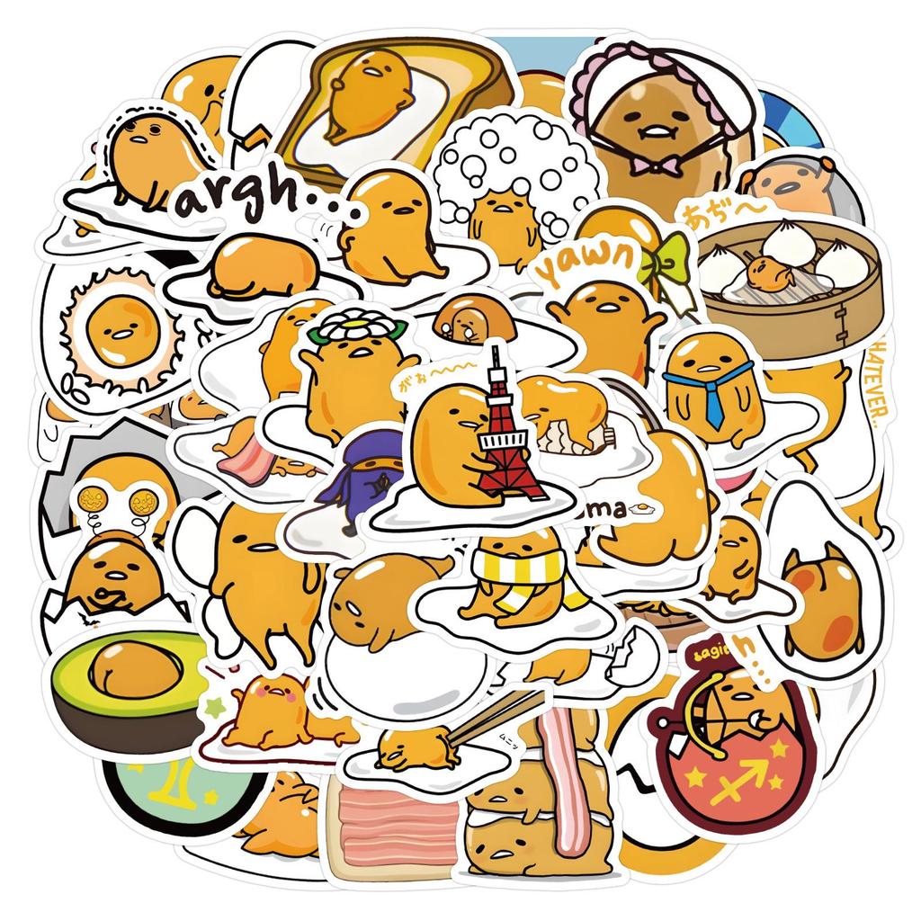 60 Cute Sanrio Gudetama Stickers for Planners, Water Bottles, and Computers - Waterproof Decoration Sheets