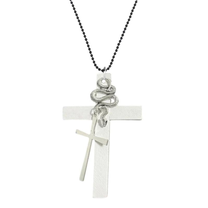 

Adjustable Chain Crosses Pendant Necklace Accessory for Men and Women Sturdy Glass Versatile Fashion Accessory белый