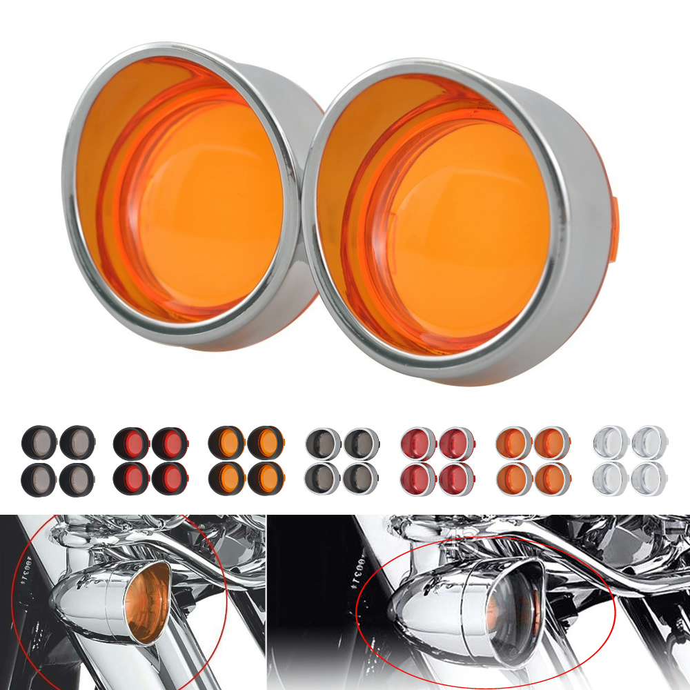 Motorcycle Turn Signal Light Bezels Lens Cover Visor Trim Rings Part For Harley Touring FLHR FXRT Sportster XL Dyna Softail FLHX