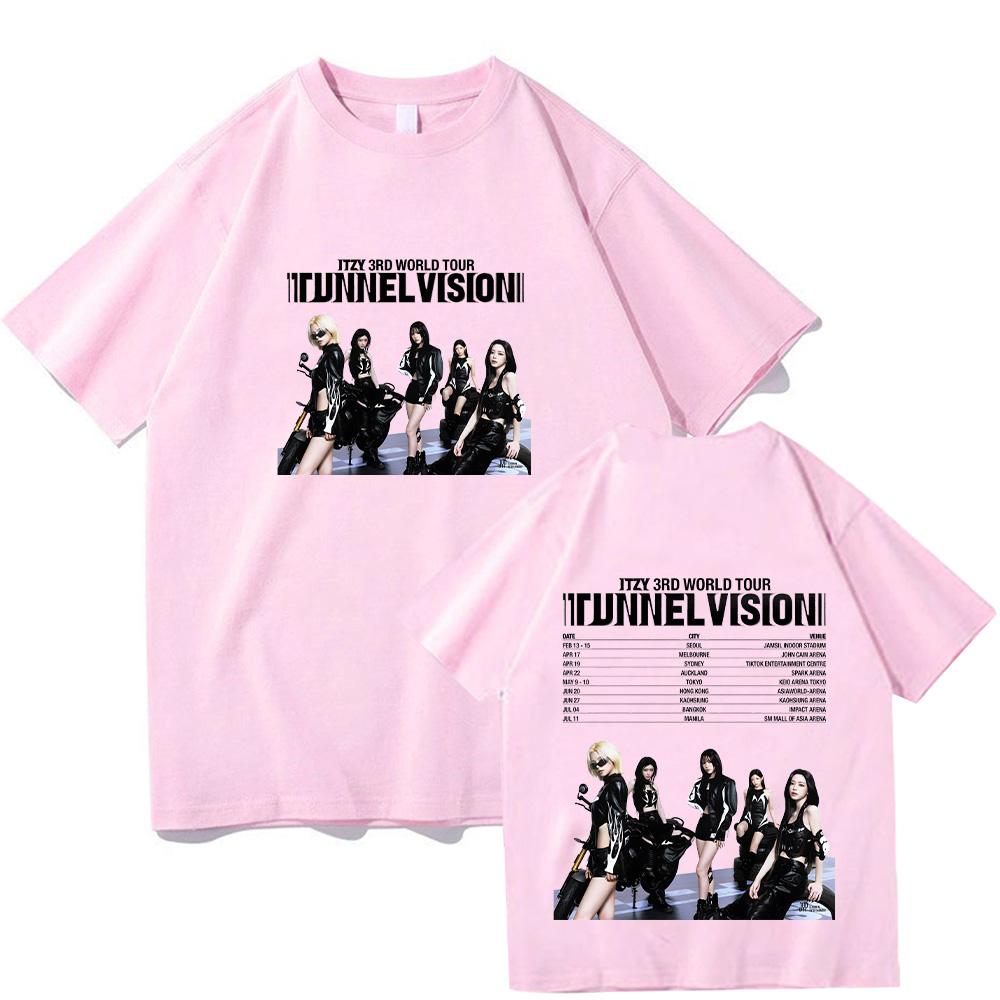 ITZY 3Rd World Tour Print T Shirt New Fashion Kpop Men Women Streetwear Casual Breathable Cotton Tees Round Neck Short Sleeve Tops