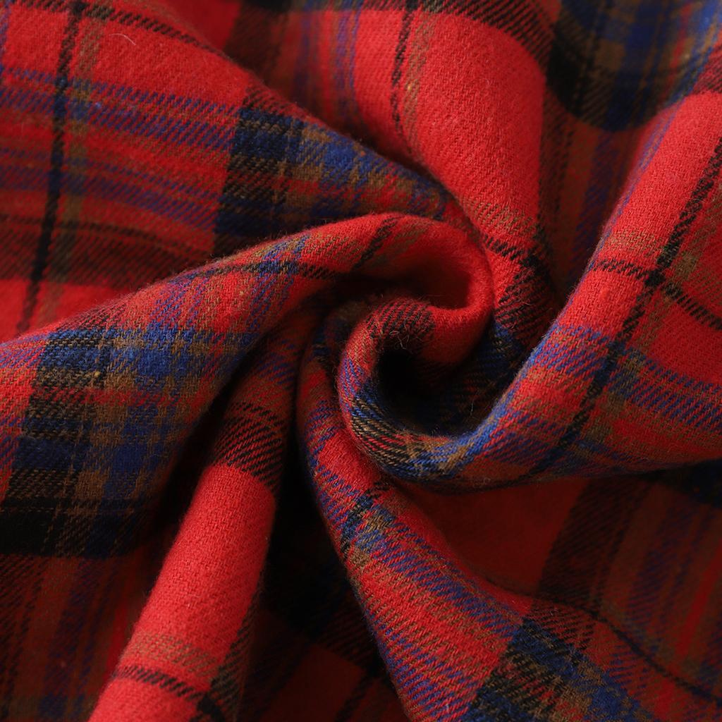 Men's Plush Casual Fashion Plaid Shirt Loose Lapel Long Sleeve Jacket