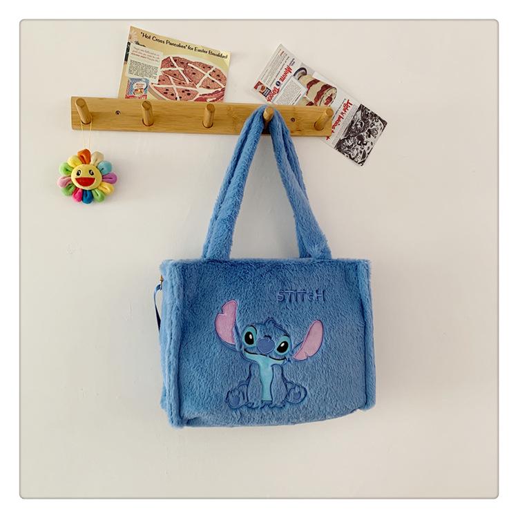 Women's Plush Kuromi & Cinnamoroll Tote Crossbody Bag - Cute Dog Tooth Design Handbag