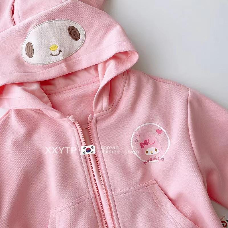 Cartoon Print Hoodie for Girls Fall New Style Kids Zip Up Long Sleeve Jacket Top Cute Bear Pattern Children Sweatshirt Girls Outerwear