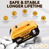 DCB200 8.0Ah Compatible for DeWalt 20V Max Battery DCB200 DCB201 DCB180 DCB203 DCB204 DCB206 DCD/DCF/DCG Series Cordless Power Tools with LED