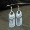 Retro Ethnic Style Miao Silver Fringed Earrings High-End Bohemian Earrings Tourist Attractions Fashion Versatile Earrings