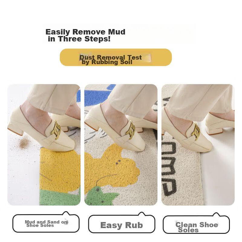 Qiqijia Entrance Door Mat, Home Use Non-Slip Foot Mat, Cartoon Silk Loop Doormat, Dirt-Catching Mat for Entryway