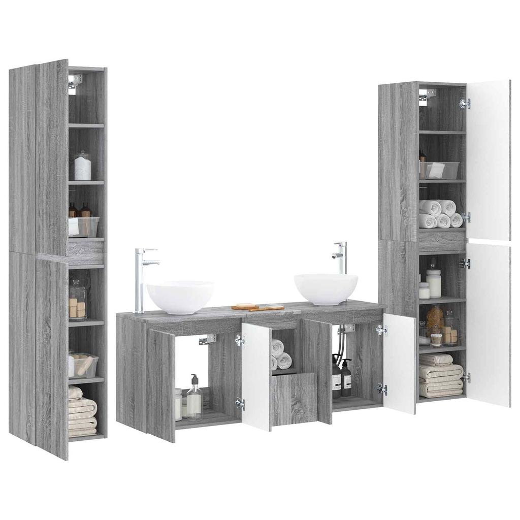 Bathroom Furniture Set 5 Pieces Grey Sonoma 33 x 34.5 x 160 cm