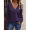 Women's V-Neck Button Down Shirt 2025 Fall Winter Long Sleeve Loose Fit Casual Top Blouse