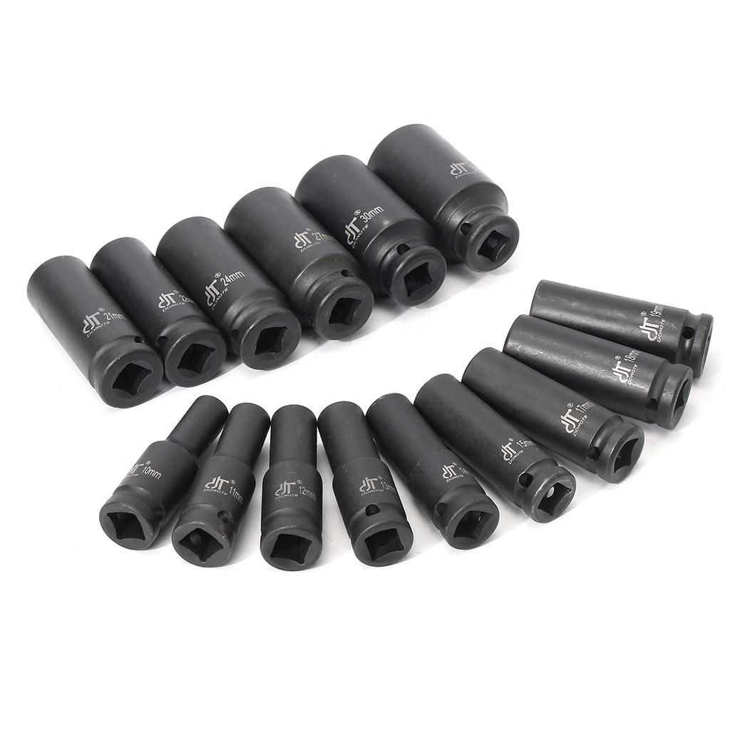 10-32mm 1/2" Inch Drive Deep Impact Metric Socket Set Air Garage Sockets 15pc Black
