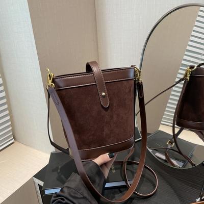Frosted Bucket Bag Women's New Autumn and Winter High-end Light Luxury Niche Design Shoulder Messenger Bag