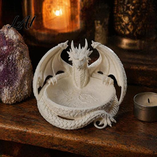 Gothic Home Decor 3D Printed Dragon Jewelry Tray Fantasy Catchall Key Desktop Storage Artifact Holder Medieval Gift for Fans Unique Bowl
