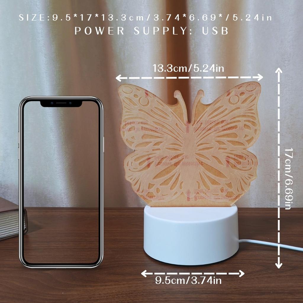 Butterfly 3D Night Light USB Warm Light, Small Gift for Family and Friends, Home Decoration