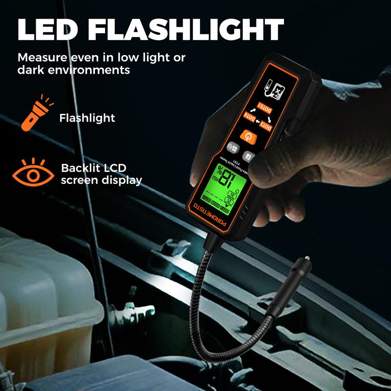 FT01 Automotive Brake Fluid Brake Oil Tester Portable Digital Brake Fluid Tester DOT3/DOT4/DOT5.1 Test With Flexible Probe