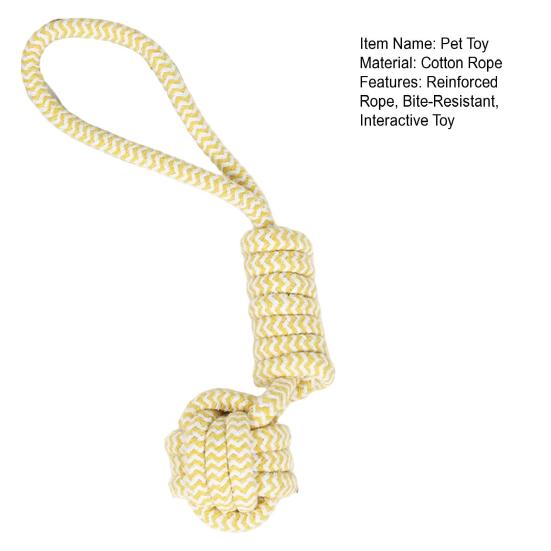Dog Cotton Rope Toy Rope Knot Ball Chew Toy Interactive Tug-of-War Rope Toy with Grip Ring for Dogs Teeth Cleaning Boredom Relief