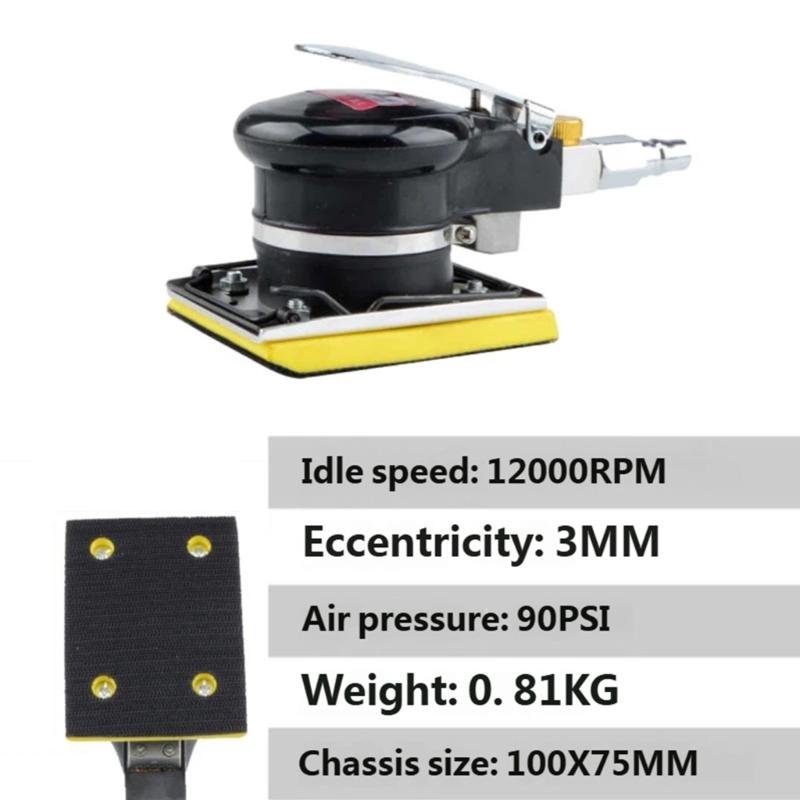 Pneumatic Disc Sander Tool For Automotive Detailing And Woodworking Furniture Refinishing Featuring Aluminum Construction