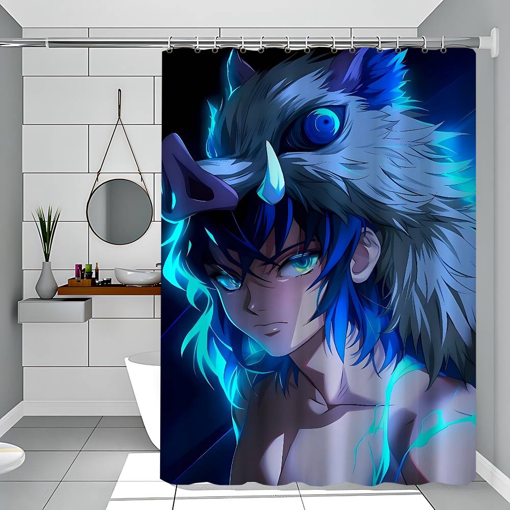 Inosuke Hashibira Shower Curtain - Water-Repellent And Leak-Resistant, Mold And Mildew Resistant For