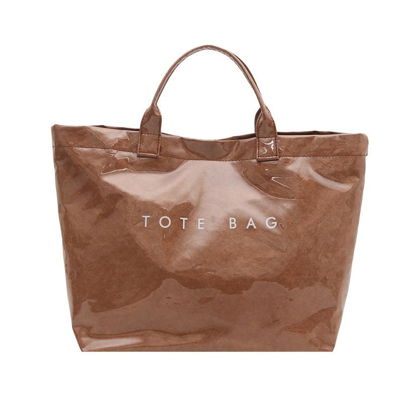 Letter Tote Bag Pvc Bag For Women Large Capacity Casual Daypack For School And Work