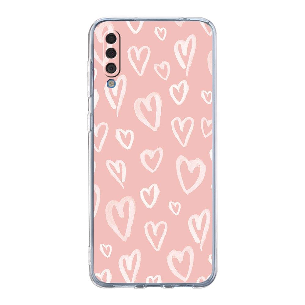 Case For Samsung A14 A50 A70 A30 A40 A20E A10S A20S A02S A04S A12 A22 A32 A34 A42 A52 5G A54 Gold Pink Rose Glitter Hearts Cover