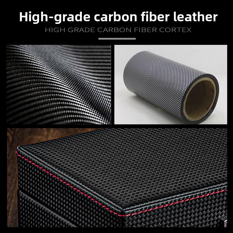 Carbon Fiber Watch Box with Cushion, Luxury Storage Case for Mechanical & Automatic Watches, Birthday Gift with Packaging