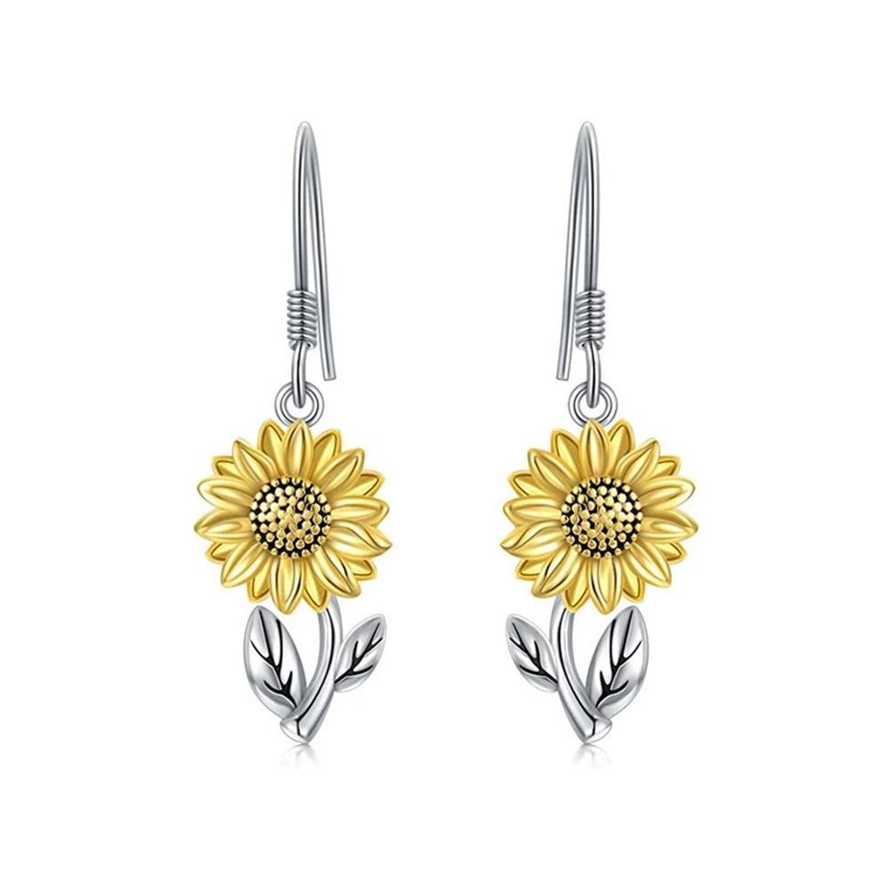 

Charm Female Daisy Flower Drop Earrings Cute Trendy Bridal Silver Color Dangle Wedding For Women