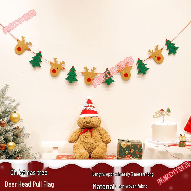 Christmas Theme Jewelry Store Decoration: Felt Garland & Tree Banner for Wall