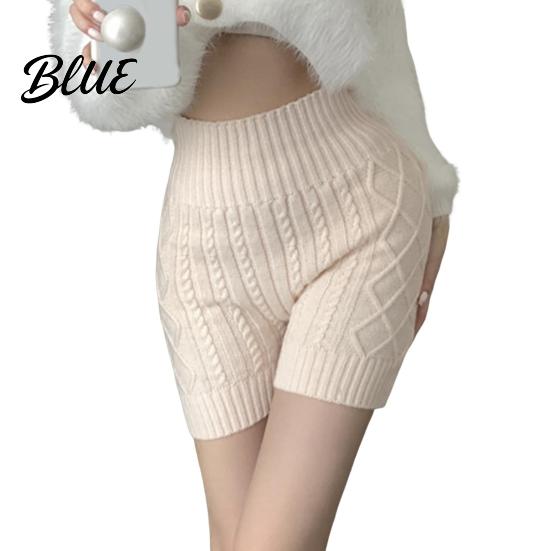 Daily Wear Solid Elastic Keep Bottoming Knitted Women Winter Color Shorts High Waist Warm Anti-exposure