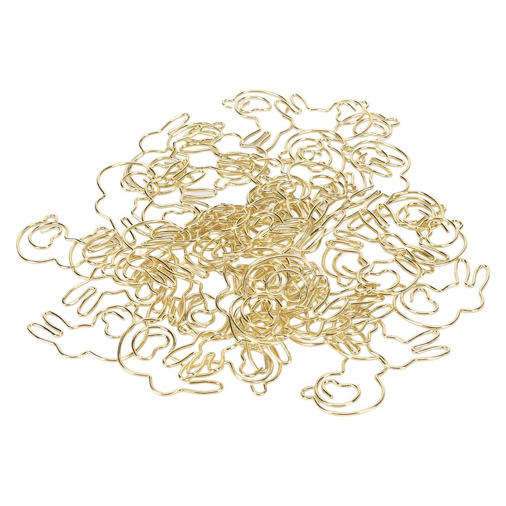 50 Pcs Rabbit Shaped Paper Clip Creative Cute Cartoon Animal Golden Page Marker File Note Clips for 