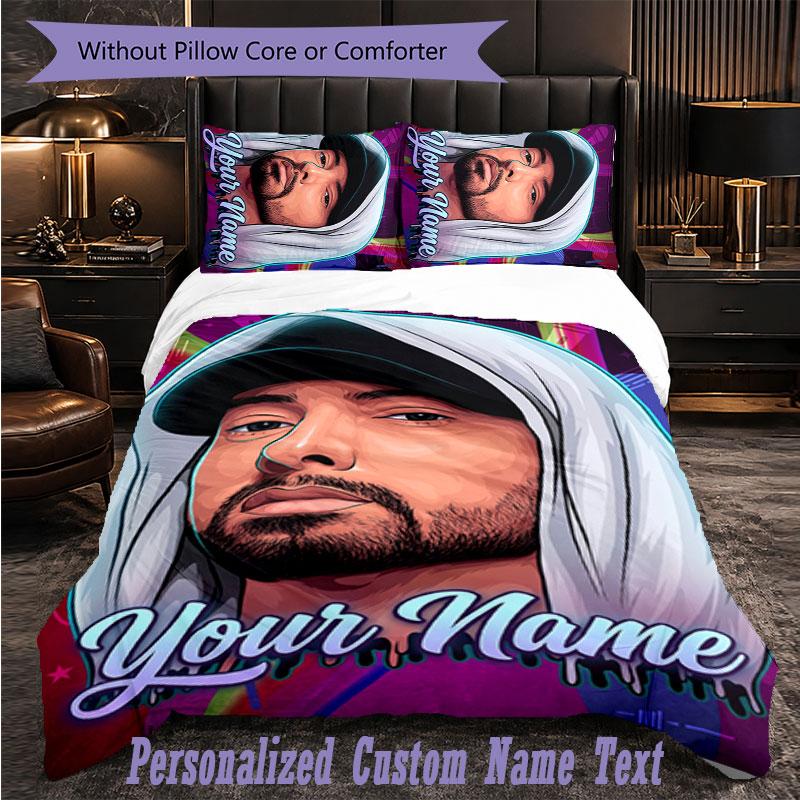 Personalized 3Pcs Bedding SetEminem Custom Text Duvet Cover Pillowcase Set Bedroom Gift