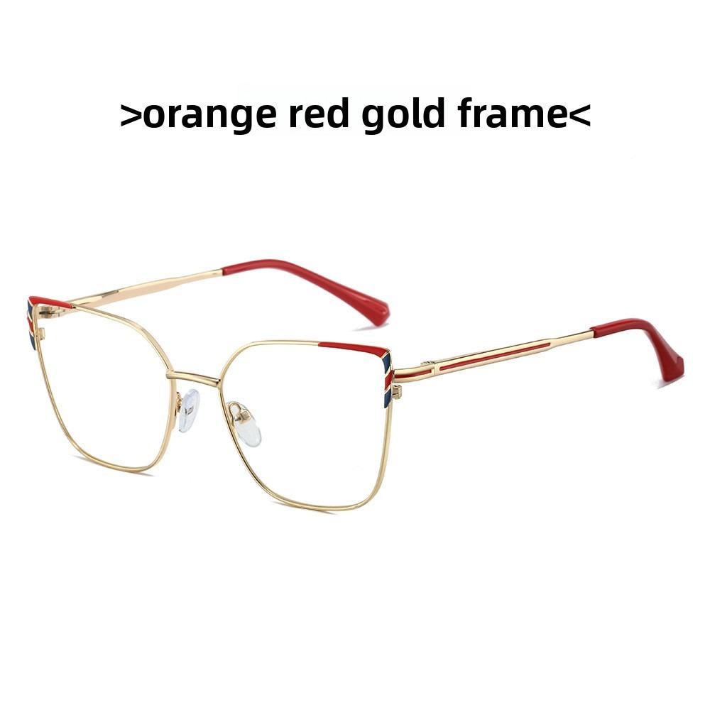 

53-17 Women s anti-blue light reading glasses cat s eye metal fashion personalized women s myopia different degrees -1.50 Anti blue light 0