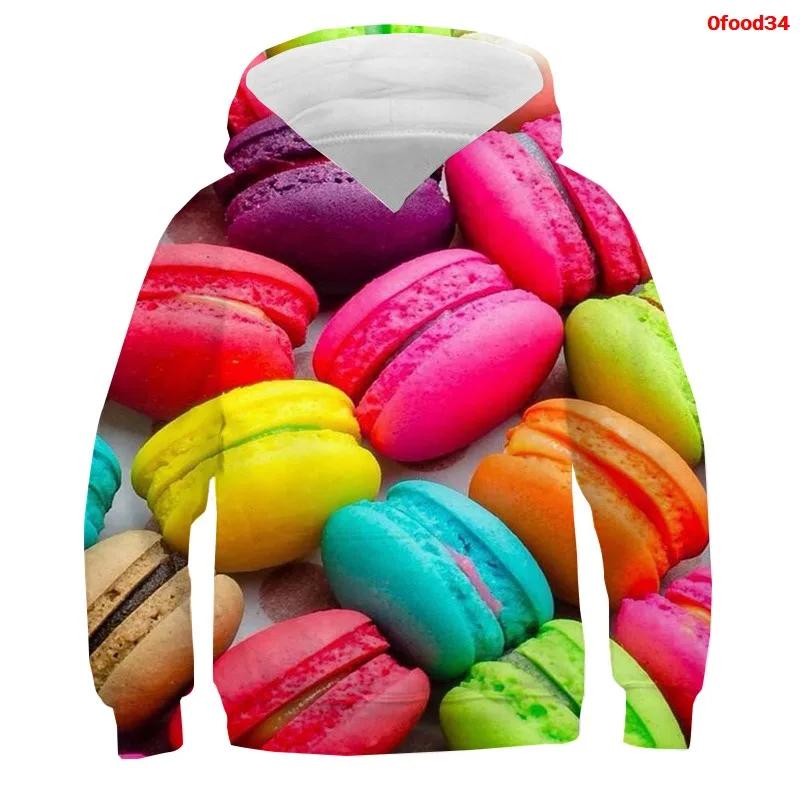 Frühling Herbst Popcorn Hoodies Kinder Macaron Print Jungen Mädchen Trainingsanzug Pommes Süßigkeiten Lustige Kleidung Obst 3D Druck Pullover Kinder Sweatshirts