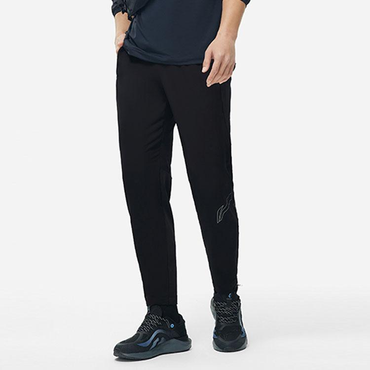 Li Ning Running Series Solid Color Mid Waist Reflective Straight Leg Casual Sports Pants Men Pants Black AYKT047-1