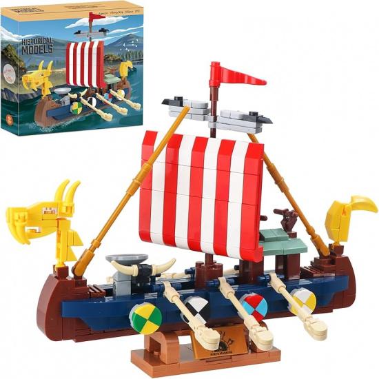 3in1 Pirate Ship Building Set with Treasure Island, Toy Pirates Island Building Kit, Outpost with Slide and Seesaw, Creative Playset Pirates Themed