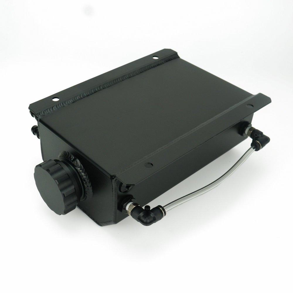 HEINMO 2000ml Auto Anodized Aluminum Can, 2 Liter Universal Aluminum Alloy Car Engine Oil Catch Can Tank, Car Reservoir Tank, Silver/Black (2L Black)