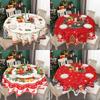 Round Table Cover for Christmas 2026 Decoration, Polyester Xmas Tablecloth for Home Dining, Merry Christmas Gift Navidad New Year 2027