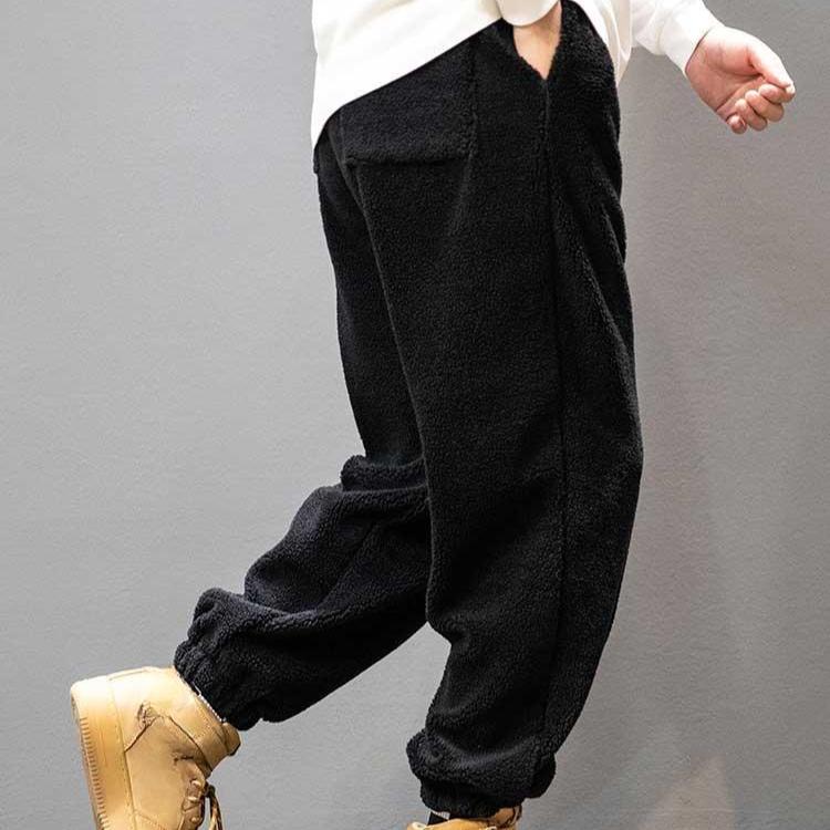 Size Autumn Big Winter Men Lamb Fleece Sweatpants Y2k Vintage Coffee Streetwear Fashion Male Clothes New Casual Warm Trousers
