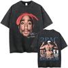 Rapper Tupac 2pac All Eyez on Me Gewaschenes Vintage T-Shirt Herren Damen Hip Hop Mode Retro T-Shirt Männlich Lässige Übergroße T-Shirts