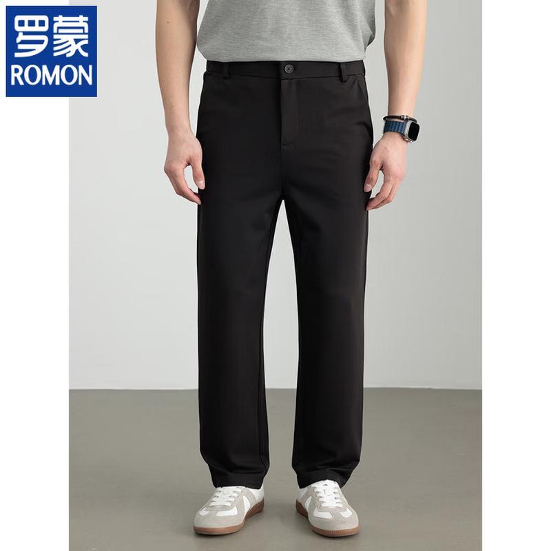 ROMON Men's Linen Silk Blend Straight-Leg Casual Pants