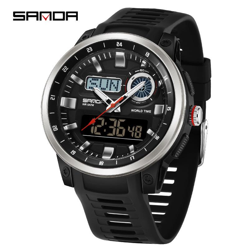 Sanda Unisex Digital Sports Watch with 4 Alarms, Outdoor Stopwatch, and Running Timer
