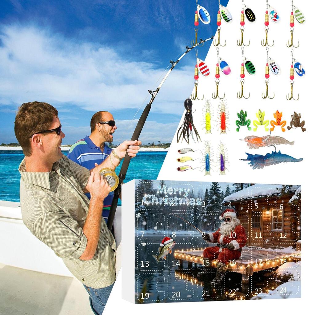 2026 Christmas Count Down Calendar 24-Day Freshwater Countdown Calendar Fishing Lures For Fisherman Friends Men Teens Adults