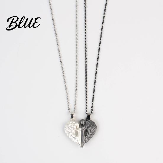 Ensemble Collier Pendentif Cœur d'Ange 1 Collier assortis pour Couple Magnétique