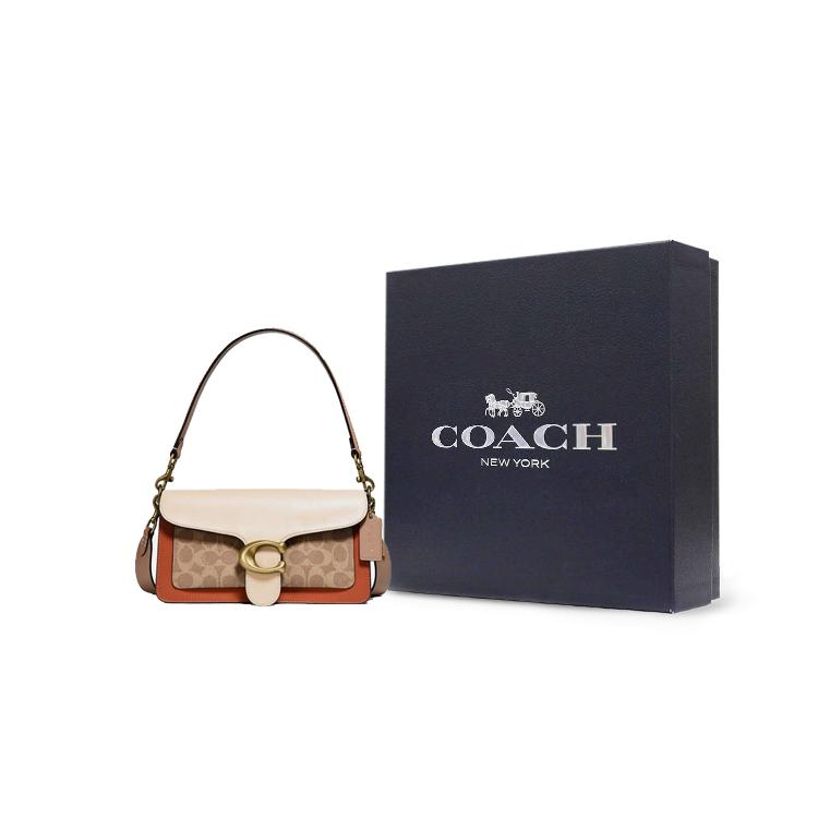 New COACH Tabby Leather God Of Wine Bag, Handbag, Crossbody Bag, Shoulder Bag Medium Size Women's Brass & Tea Brown & Ivory 91215-B4SBI