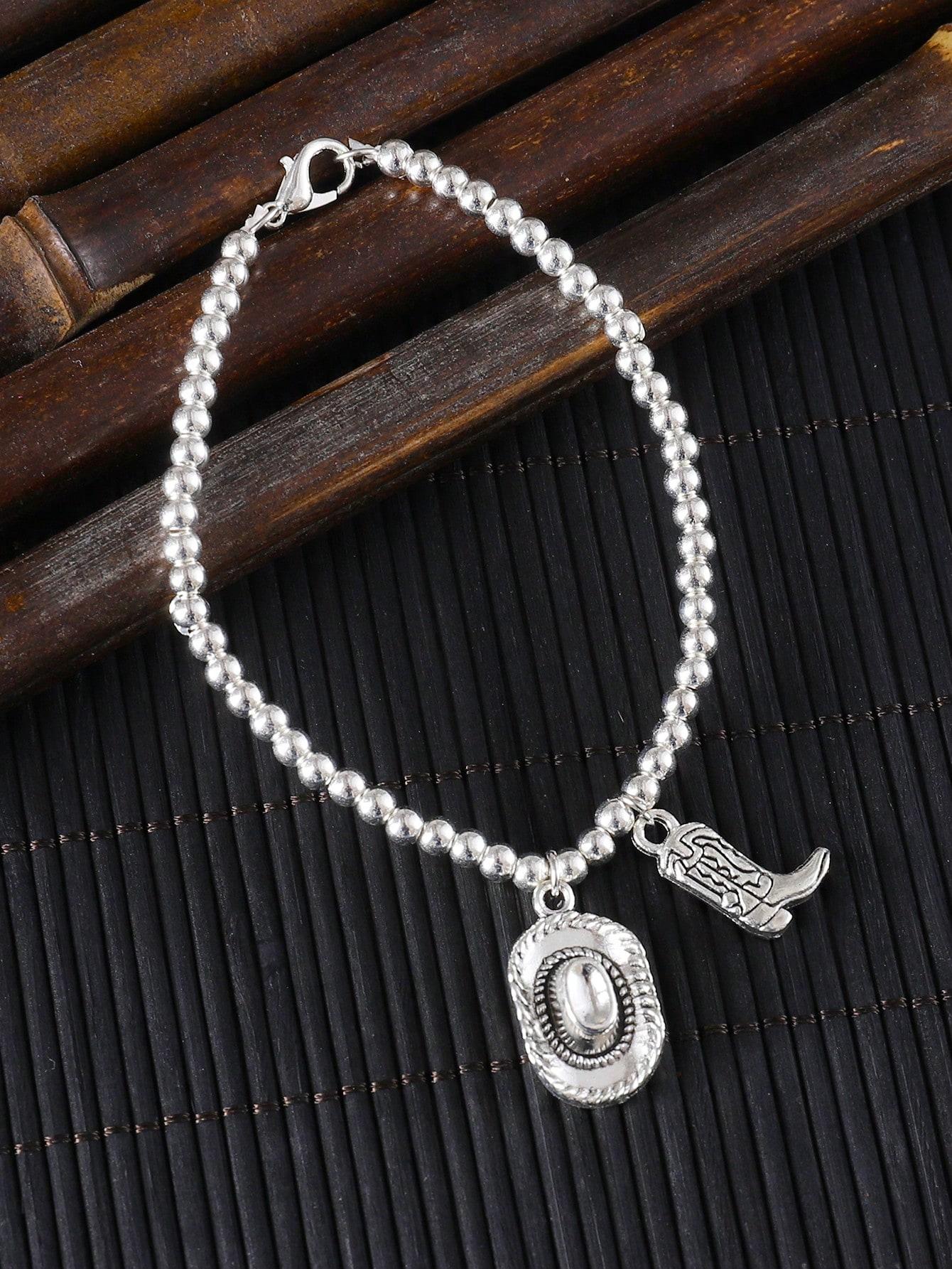 

1 шт. Винтажная ковбойская шляпа в западном стиле, браслет с подвесками в виде сапог и бусин,