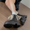 Black British Thick Heel Thick-soled Martin Boots Women's 2025 New Autumn Versatile Height-increasing and Thin Retro Short Boots