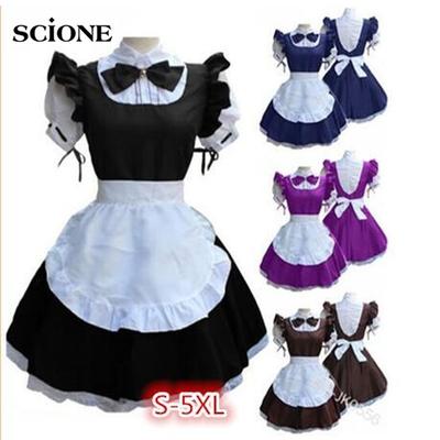 Scione Damen-Cosplay-Kostüm, Übergröße S-5XL, Puppenkragen, Retro-Dienstmädchen-Kleid, süßes französisches Dienstmädchen-Outfit