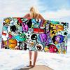 Toalla de Playa de Microfibra con Estampado Pop Art Vibrante Estilo Tropical Patrón Geométrico Forma Rectangular para la Playa