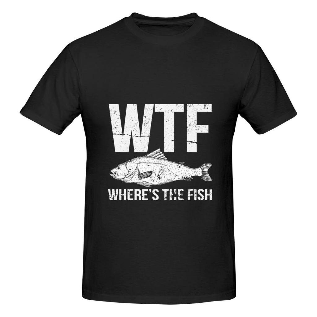 Wtf Where S The Fish Comfortable Tshirt Korean Style Lazy Heat Transfer Tees