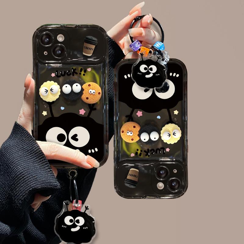 Coal Ball Coffee Doll Suitable for Apple 15PRO Mobile Phone Case Huawei OPPO Flip Mirror VIVO Xiaomi 14/13