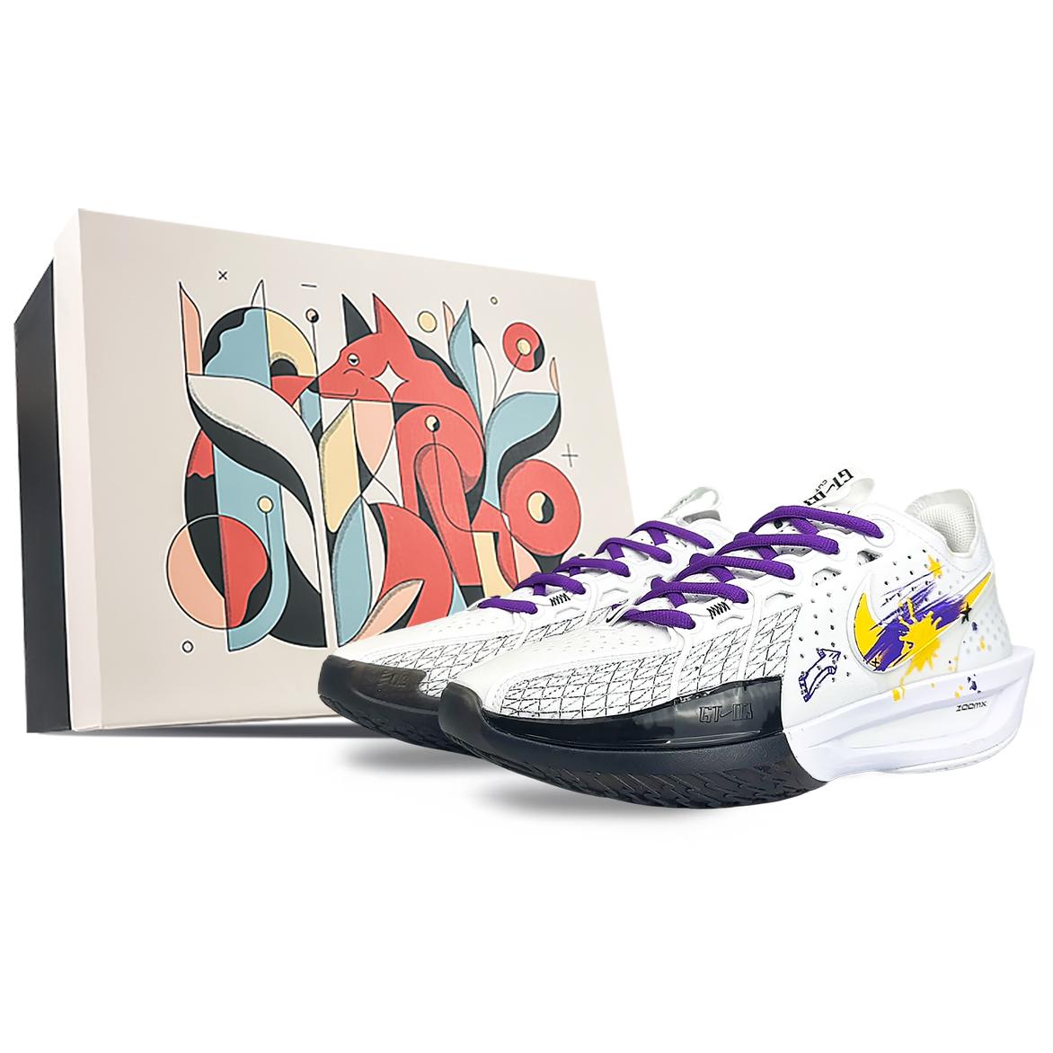 

Nike G.T. Cut 3 Cushioning Abrasion Resistant Cushioning, Wear Resistant Low top Basketball Shoes Unisex White Purple DV2918-102(Team40-S-BOX) 45